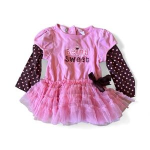Baby Q Girls Longsleeve Tulle Dress- Size 3/6 Months